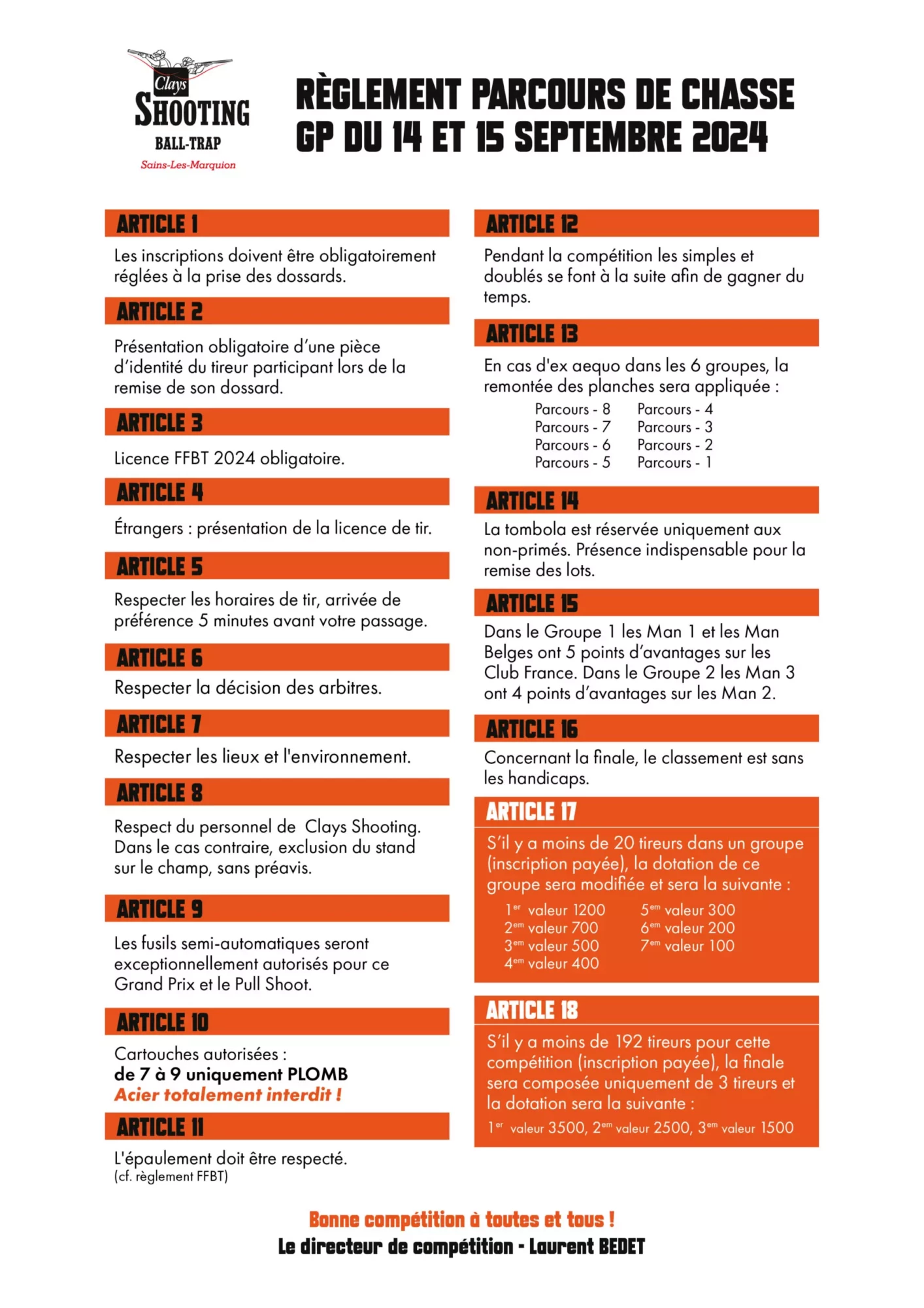 Règlement des compétitions